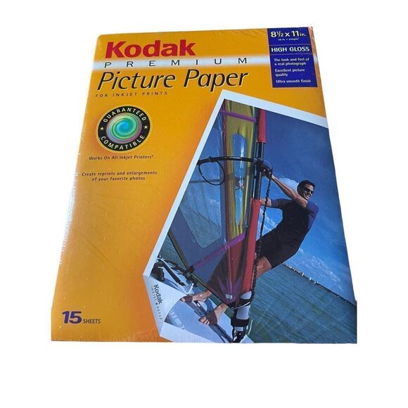 Kodak Premium Picture Paper 15 SheetsHeavy Weight High Gloss 8 1/2 X 11 8mil - Picture 1 of 11